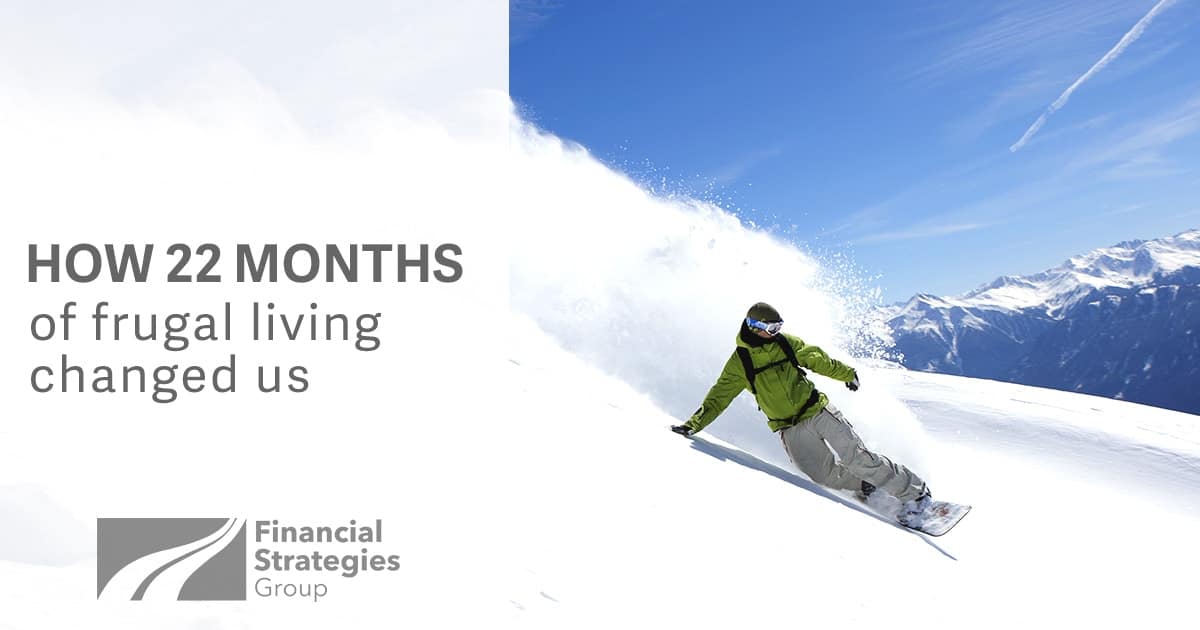 How 22 Months of Frugal Living Changed Us - snowboarder on a mountain - living the dream - racking up debt